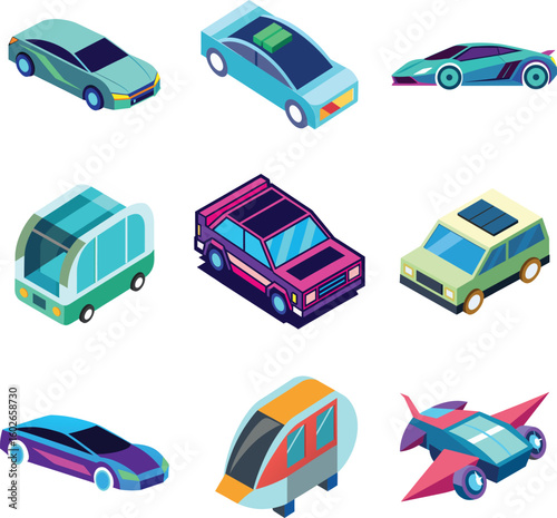 Vibrant Futuristic & Concept Car Vectors — Cutting-Edge, Sleek, and Innovative Vehicle Designs for Modern Projects