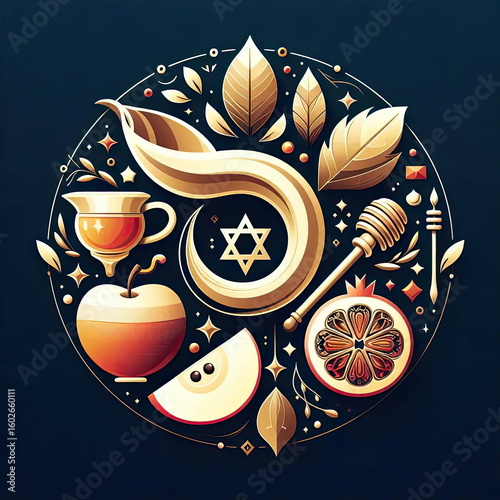 Elegant and creative vector illustration celebrating the start of Rosh Hashanah, the Jewish New Year.
