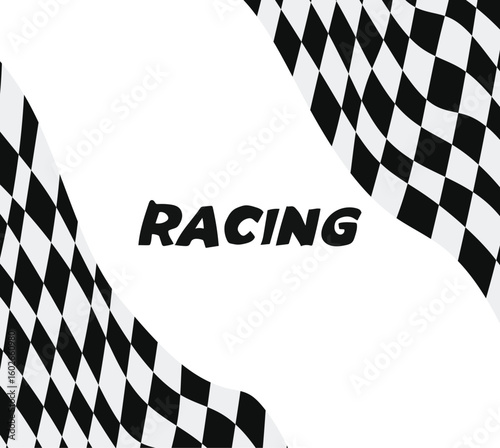 checkered flag vector illustration racing flag, Racing flag finish race waving free vector illustration	
