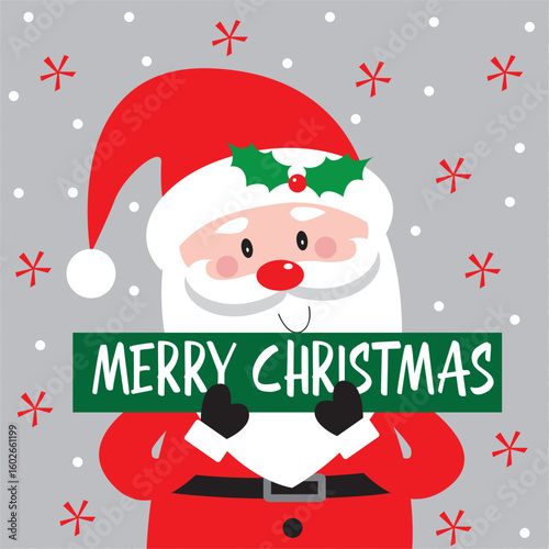 christmas card, gift bag or box design with cute santa 