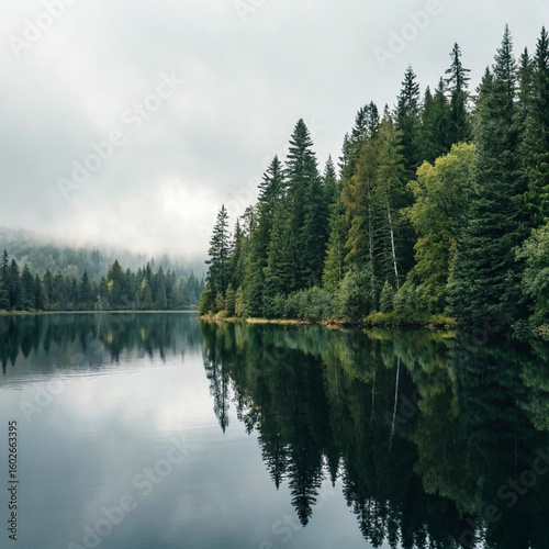 reflection of trees in lake