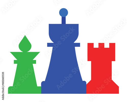 Colorful chess pieces are isolated on white background Ai Generated