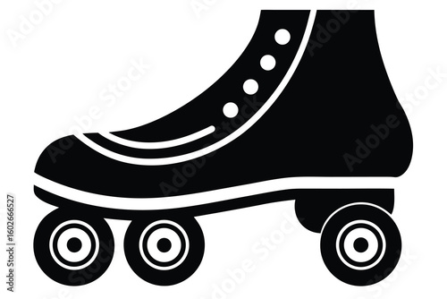 A black roller skate with white stripes isolated on white background Ai Generated