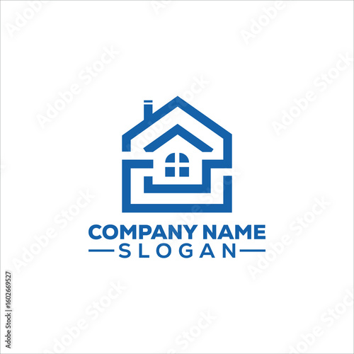 Simple Blue House Home Logo