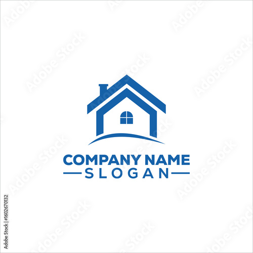 Simple Blue House Home Logo