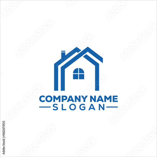 Simple Blue House Home Logo