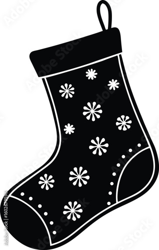 Christmas stocking silhouette vector graphic design element
