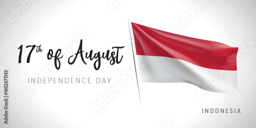 Indonesia independence day vector banner, greeting card.