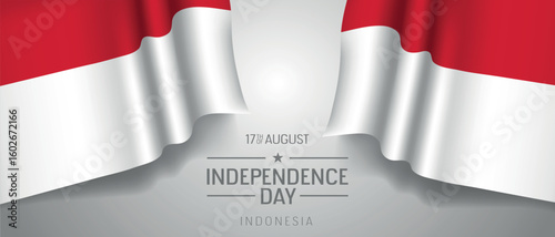 Indonesia happy independence day greeting card, banner with template text vector illustration