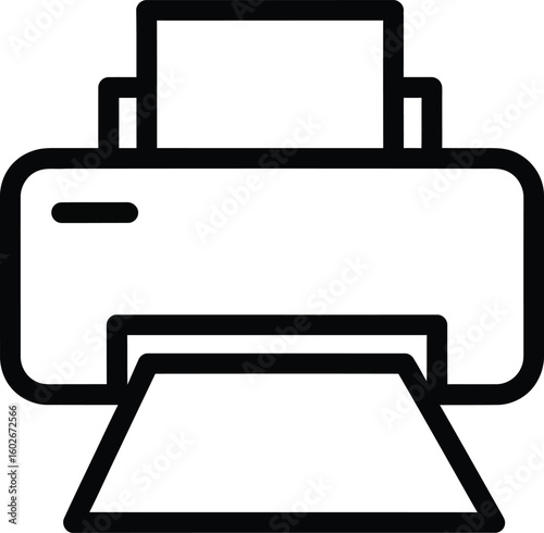 Printer Line Icon - Simple Print Device Symbol for Documents and Office