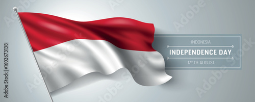 Indonesia happy independence day greeting card, banner vector illustration