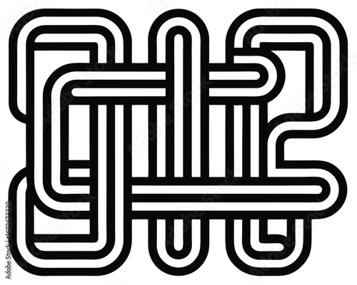 Black and white pipes intertwine in a complex plumbing system isolated on white background Ai Generated
