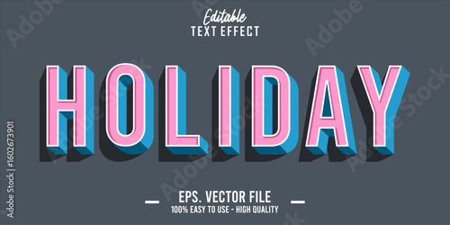 Editable text style effect, holiday text in cool vector style 