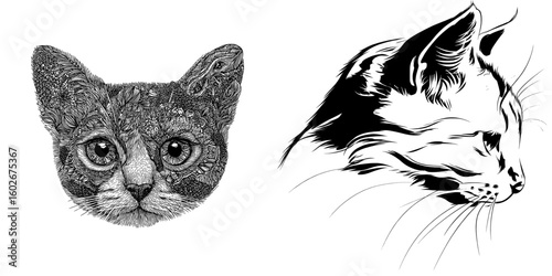 The design features a modern cat head on a white background, symbolizing a pet and an animal, with the added benefit of being an easily editable layered modern illustration