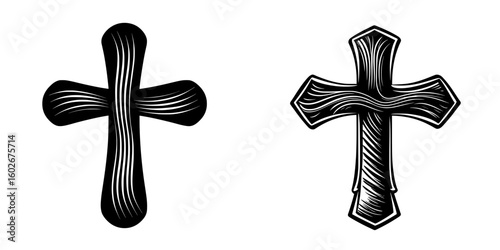 Typography poster and Tattoo design featuring Faith, a Christianity quote in hand written Modern calligraphy lettering text arranged in a cross shape