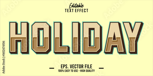 Editable text style effect, holiday text in cool vector style 