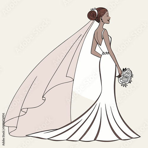 Bride in Elegant White Mermaid Dress – Fitted Bodice and Dramatic Flared Hem

