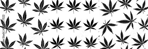 A contemporary outline features a seamless pattern of hemp plant on a beige background with a cannabis texture