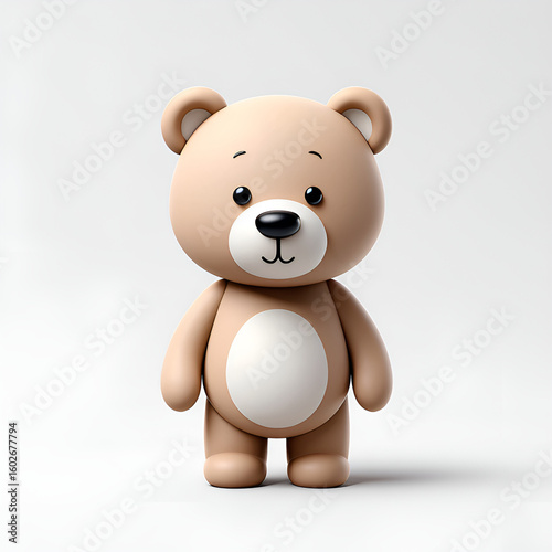 Plastic Teddy Toy Icon — 3D Cartoon Vector Object for Baby, Kids, Nursery, and Toy Concepts