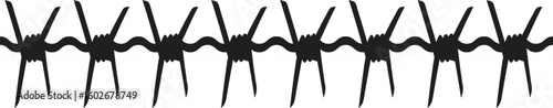  barbed wire. Protective wire territory. Vector illustration template. Barbed wire silhouette drawn by hands and pencil, chalk.