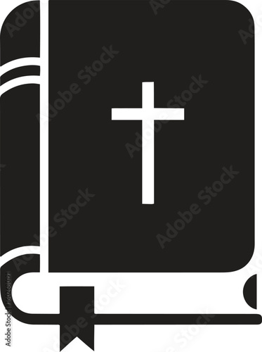 Silhouette bible book icon. Religion, faith, scripture, holy book vector illustration