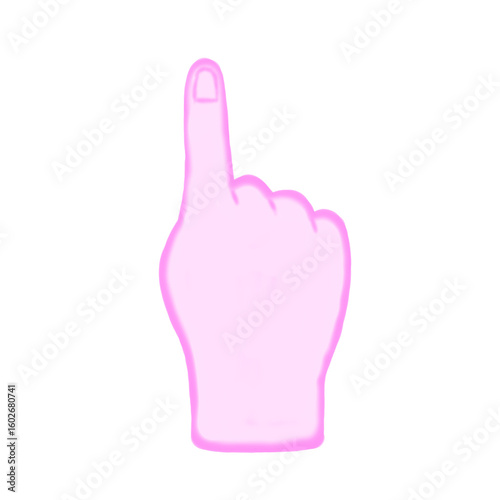 Pink watercolor pointing hand sign