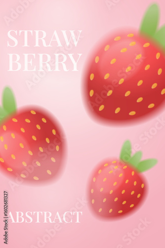 Blurred gradient strawberries abstract vector illustration. Modern fruity design for poster, packaging, cover, menu, seasonal sale, spring decor, and summer promotional projects
