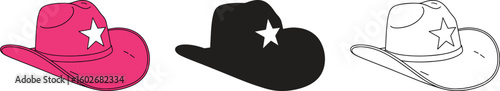 Cowboy hats set. Western, rodeo, vintage, fashion vector illustration