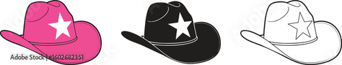 Cowboy hats set. Western, rodeo, vintage, fashion vector illustration