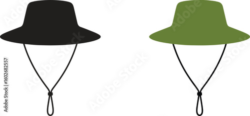 Bucket hats icons. Fashion, casual, summer, accessory vector illustration