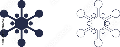 Abstract Network Connection Snowflake Icon Vector Illustration