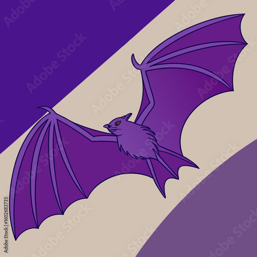 Stylized bat wings icon with a dark purple design for Halloween and spooky themes