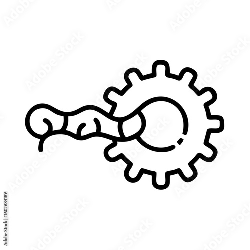 Worm gear icon, minimalistic style, black and white, represents mechanical transmission systems