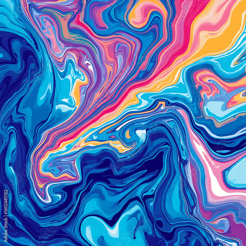 The abstract liquid paint swirl is a vibrant and minimalist art background.