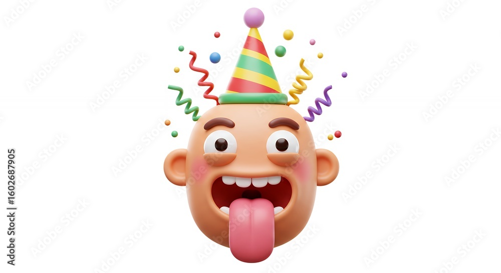 Fototapeta premium Cartoon head emoji with funny expression