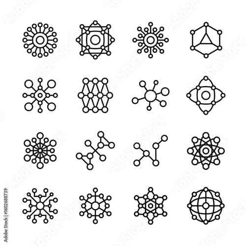 Abstract molecular structures. Abstract molecular icon set. Design elements