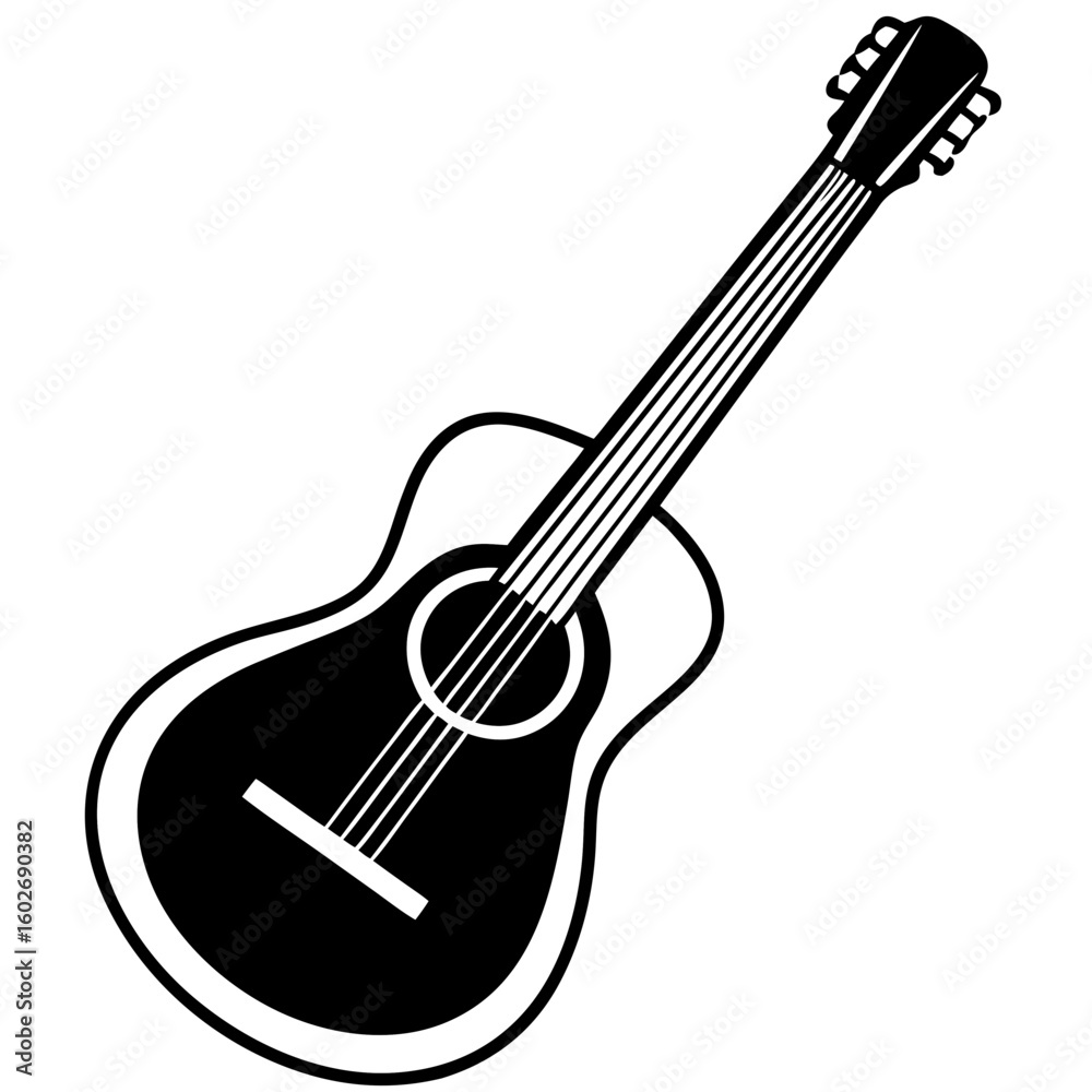 Obraz premium Minimal Guitar Silhouette Vector