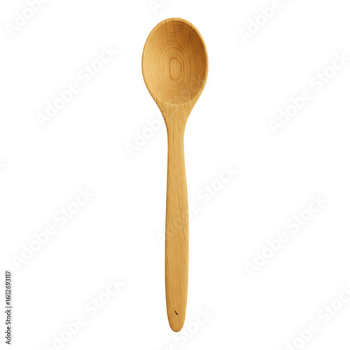 Classic small wooden spoon, simple natural kitchen utensil for mixing, stirring and everyday cooking tasks