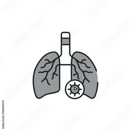Infected Lungs icon design with white background stock illustration