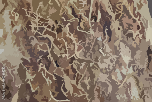 camouflage background imitating roots emerging from rocks