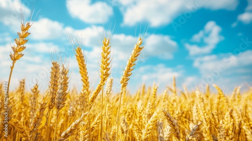 Wheat field. Ears of ripe wheat in the field. Grain Agreement. Export of wheat grai
