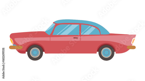 Charming Retro Car Illustration: A Nostalgic Drive Down Memory Lane in a Classic Automobile, Perfect for Vintage Designs and Transportation Themes, a Stylish Ride