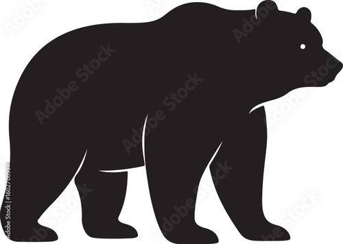 Stylized Bear Silhouette in Side Profile – Vector Illustration