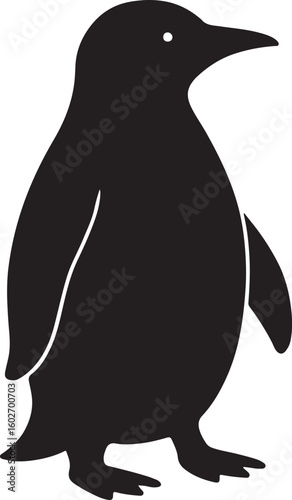 Stylized Penguin Silhouette Standing Upright – Vector Illustration