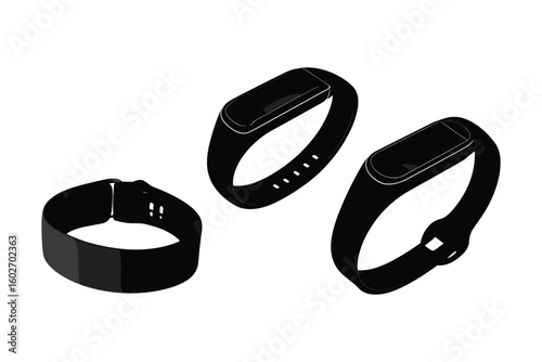 smart fitness tracker wristbands, silhouette set