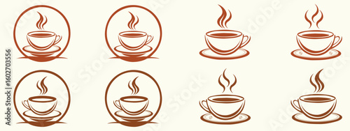 Italian coffee cup hand drawn vector illustration set with coffee