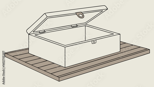 Classic treasure chest on wooden planks, perfect for adventure games, antique storage concepts, and vintage decor projects, evokes a sense of mystery and timeless appeal