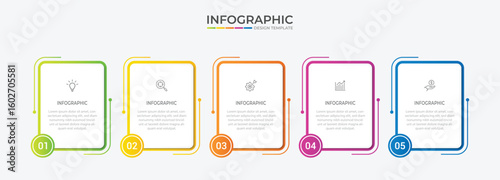Business Infographic Presentation. 5 steps to company success. Marketing, Timeline and Milestone. Vector illustration