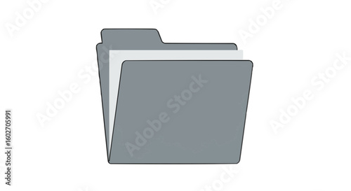 Illustration of a gray folder with a white document inside representing file organization and storage