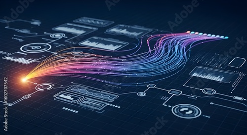 Wallpaper Mural Data Flow Visualization with Glowing Nodes and Dynamic Connections | Abstract Network Concept for Technology, Science, and Future Innovation Designs Torontodigital.ca